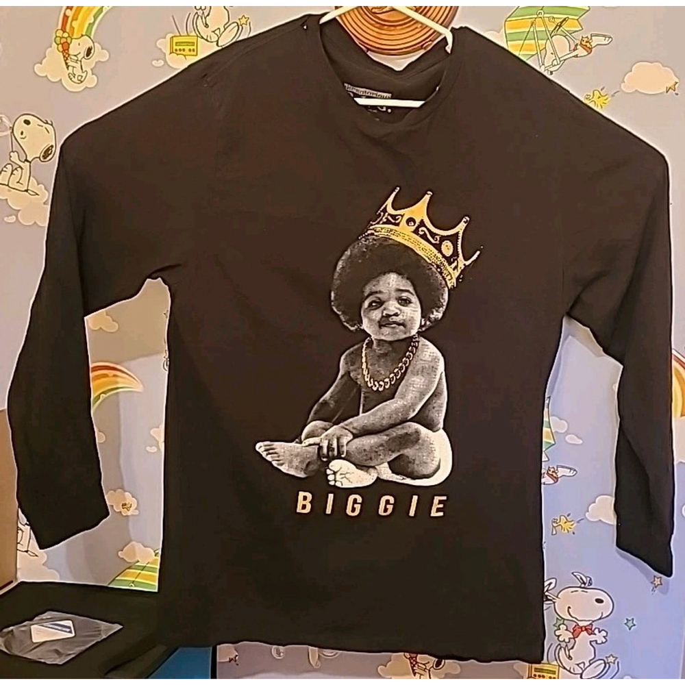 Official The Notorious B.I.G Black Gold Long Sleeve Shirt Size Large Biggie Baby